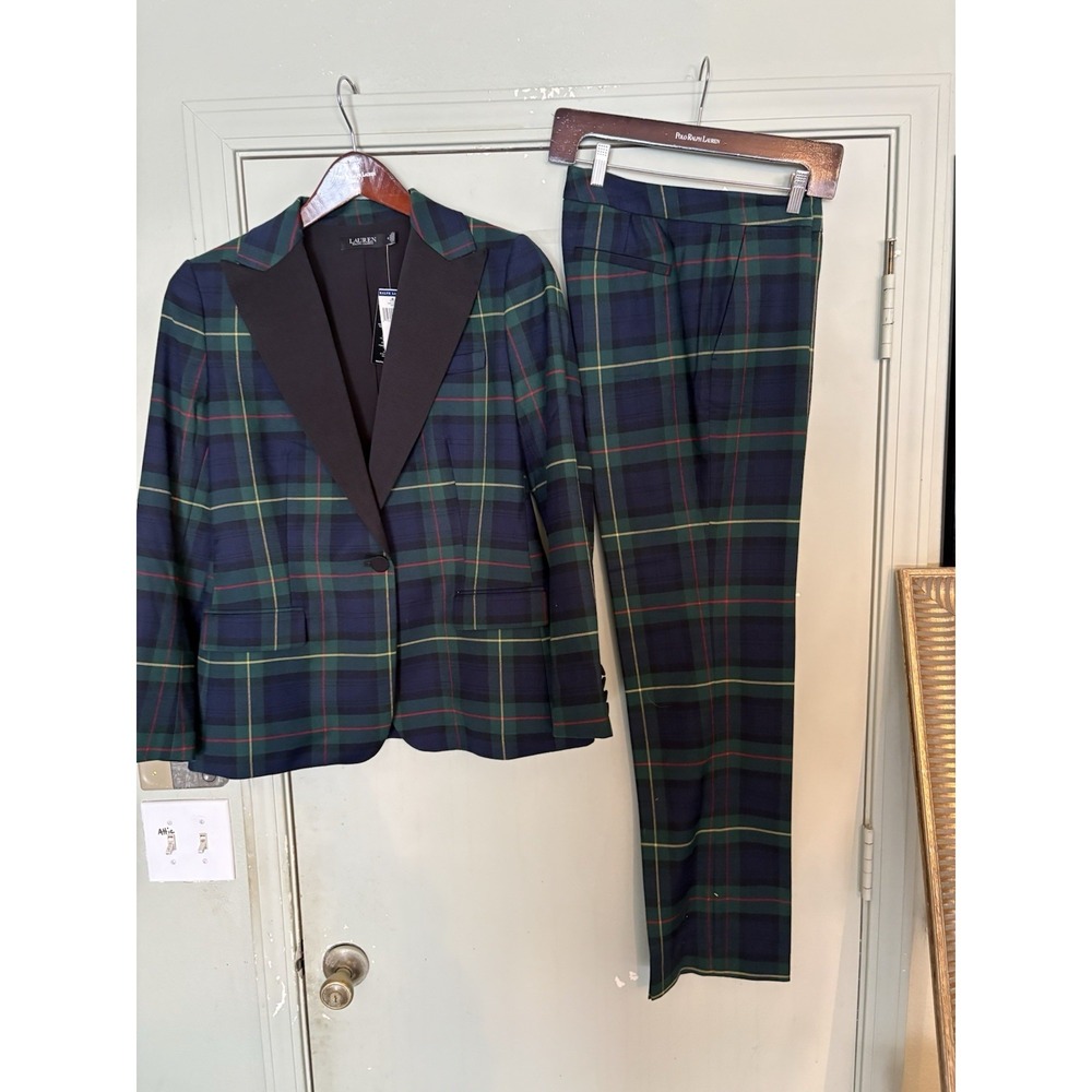 Lauren Ralph Lauren Tartan Plaid Blazer And Pants Suit Women's Size 8/10 NWT